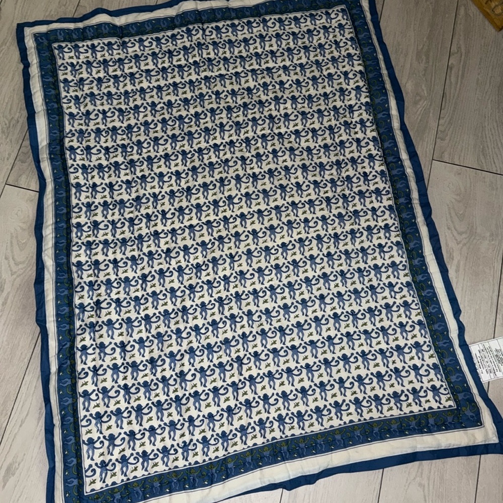 Roller rabbit monkey baby quilt